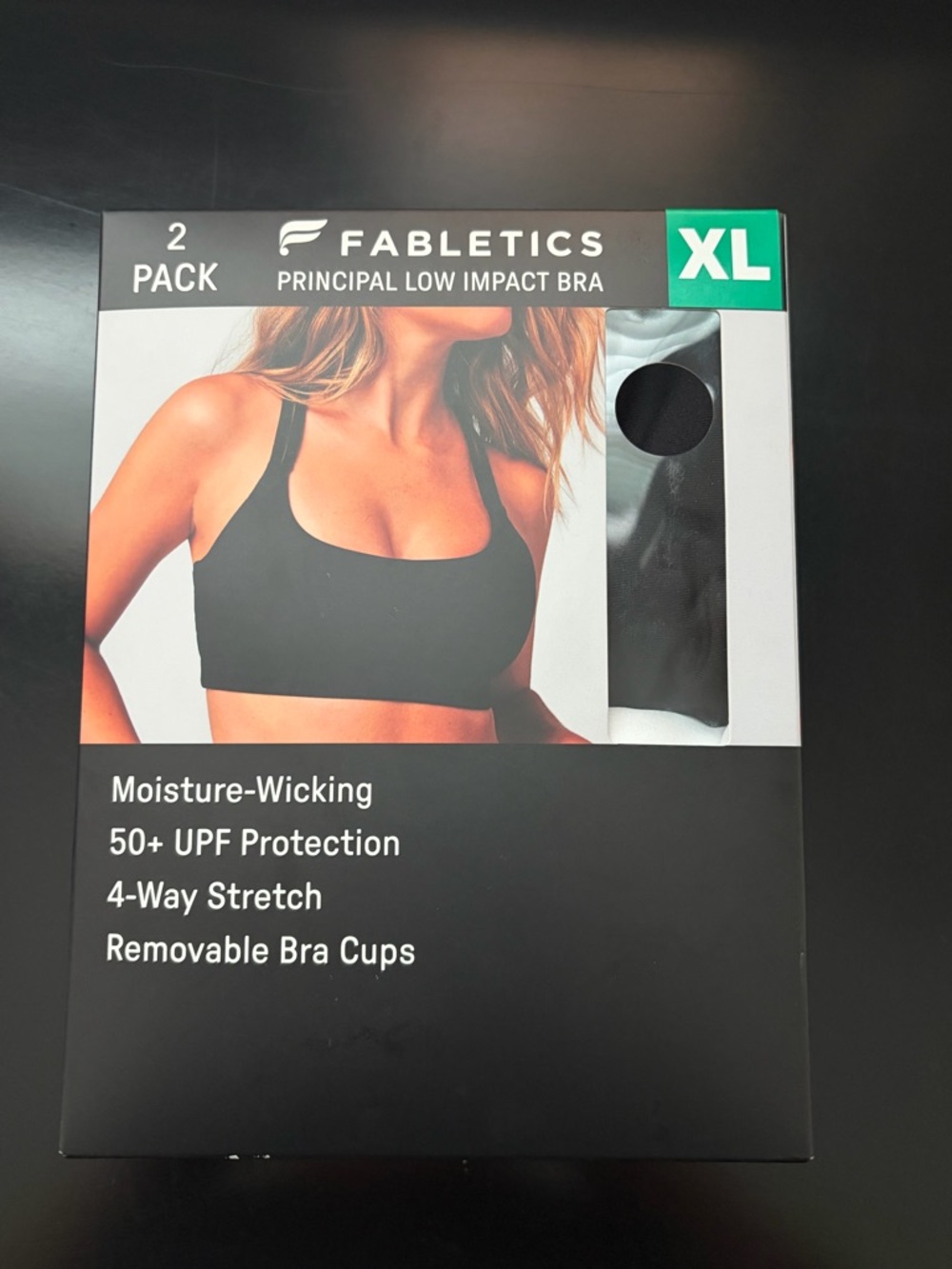 Fabletics Black Strappy Racerback Sports Bra - Women's